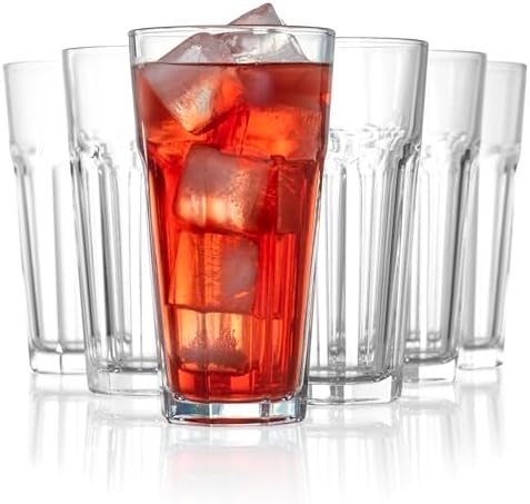 Red Co. Set of 6 Clear Glass 16 Fl Oz Drinking Highball Tumblers for