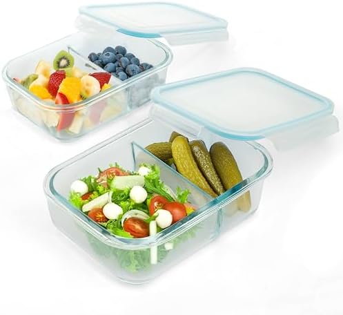 Moss & Stone 2-Pack Glass Meal Prep Containers with Lids