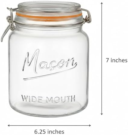 kitchentoolz Large Glass Mason Jars with Airtight Lids - Half Gallon