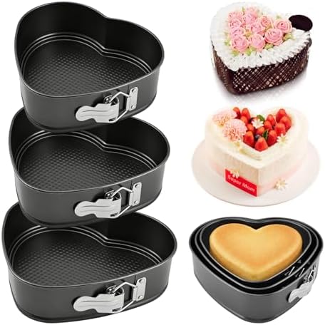 Springform Pan Set of 3 (7,8,9 Inch) - Heart Shaped Leakproof
