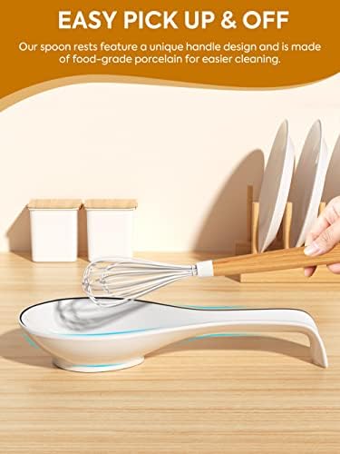NJCharms Ceramic Spoon Rest for Stove Top, Porcelain Spoon Holder