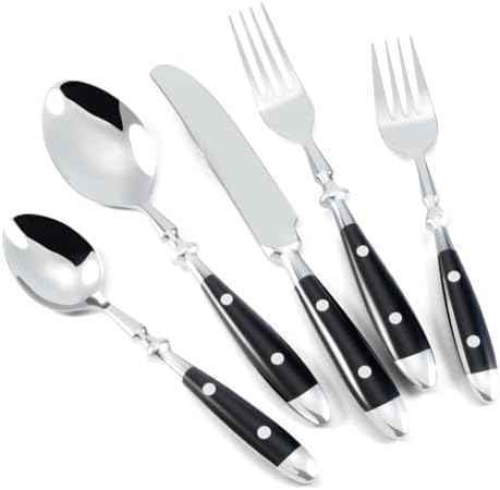 Silverware Set Black Luxury Vintage Handle 60-Piece Service for 12