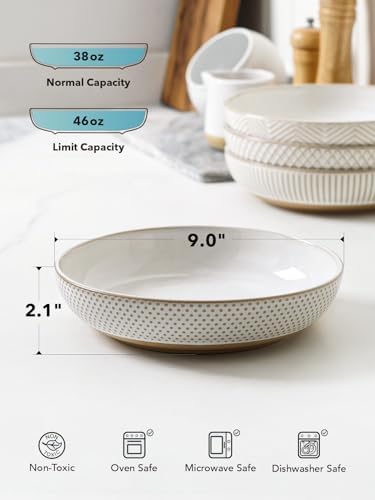 LE TAUCI Pasta Bowls 46oz, Large Salad Bowl, Ceramic Serving Plate