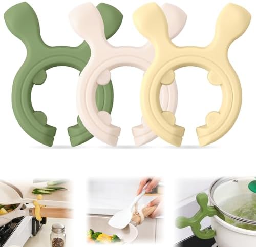 3Pcs Multifunction Silicone Pot Handle Spatula Rack,Kitchen Pot Lid
