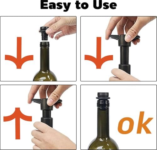 Vacuum Wine Saver Pump with 4 Reusable Stoppers, Silicone Wine Stopper