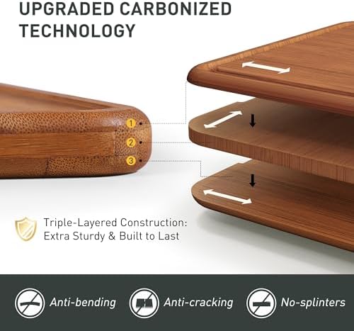 2 Packs Wood Cutting Board, Carbonized Bamboo Cutting Boards Set With