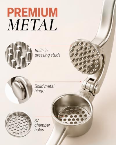 Zulay Kitchen Garlic Press Set, Silver