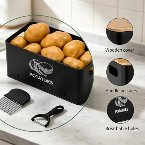 Metal Onion Garlic Potato Storage Set, Kitchen Vegetable Storage Tins