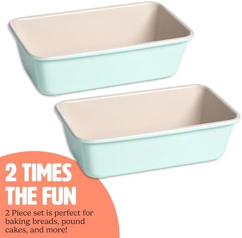 Tasty Clean Ceramic Loaf Pan Set, 2-Pack of 9-Inch x 5-Inch Cake Pans