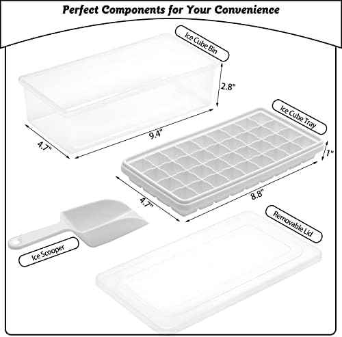 Silicone Ice Cube Tray with Leak-Proof Lid & Storage Bin for Freezer