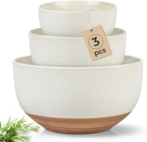 AmorArc Ceramic Mixing Bowls,Stoneware Nesting Bowls Set of 3 for