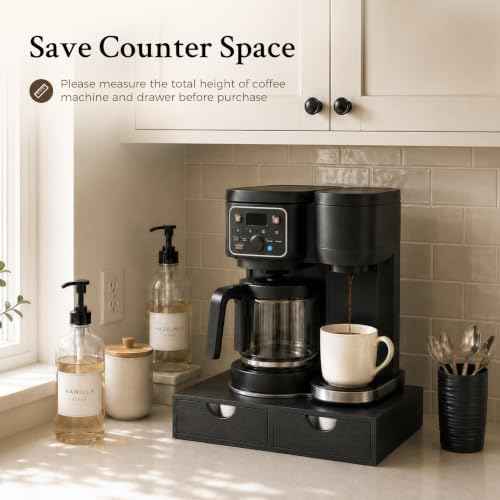 Mustry Wooden K Cup Holder, 36 Pod Capacity, Black K Cup Drawer Organizer