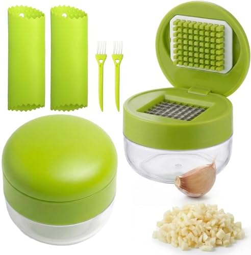 2 Sets, 3-in-1 Stainless Steel Garlic Press and Mincer