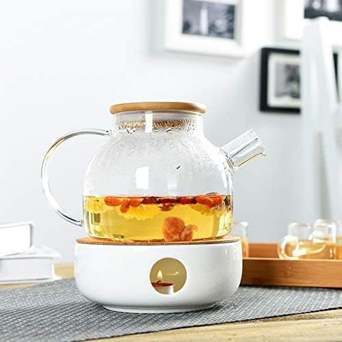 KiaoTime Ceramic Teapot Warmer, Tea Warmer for Glass Teapot, cast Iron