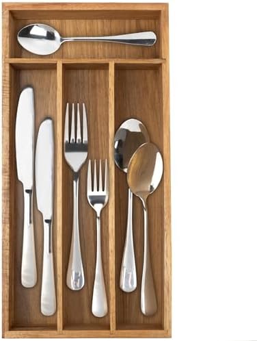 Acacia Silverware Drawer Organizer, 4 Slots