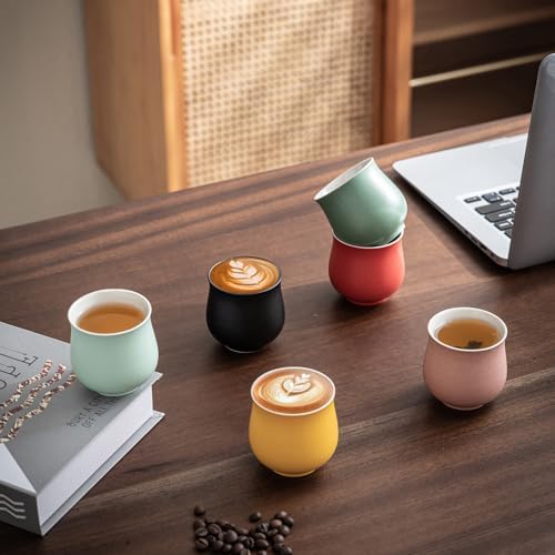 4-Oz Ceramic Espresso Cups Set - Multi-Color, Handle-Free Design for