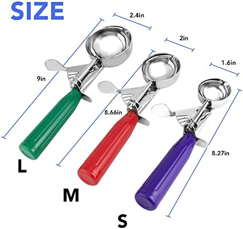 HUDAEN Cookie Scoop Set,Ice Cream Scoop Set,3 PCS Colorful Ice Cream
