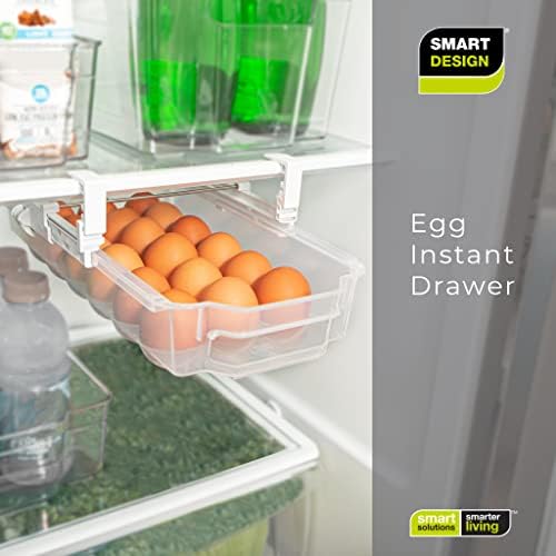 Adjustable Sliding Egg Drawer, Holds 18 Eggs, Clear
