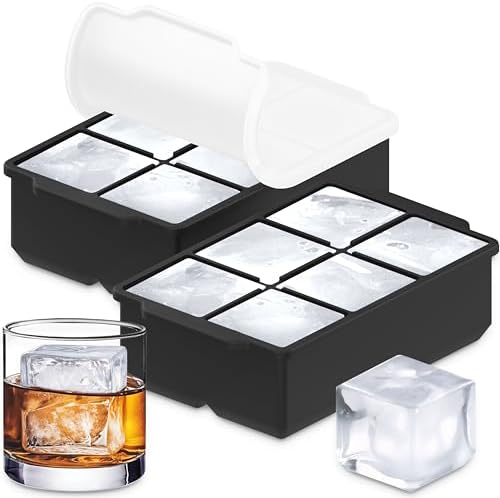 KitchFort® Large Silicone Ice Cube Tray (2-Pack) - 2" Big Ice Mold
