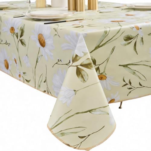 Vinyl Tablecloth with Flannel Backing - Waterproof, Oil-Proof, Easy to