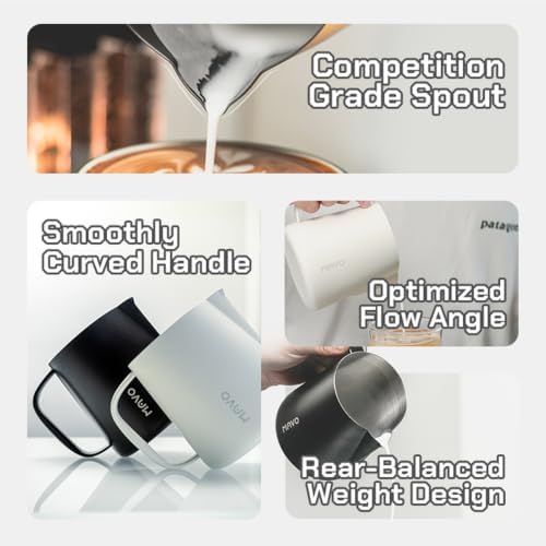 Milk Frothing Pitcher, Arc Spout Espresso Steaming Pitcher, 400ml Milk
