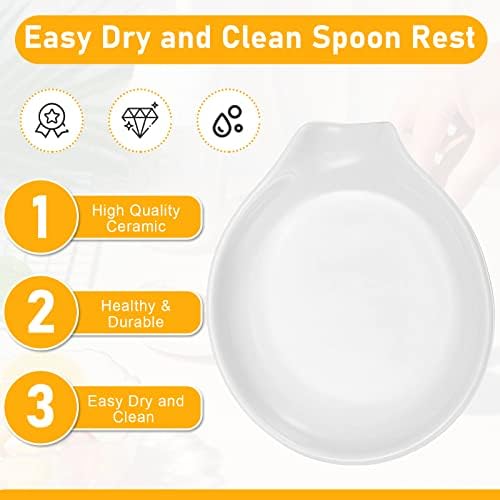 Irenare 8 Pcs Ceramic Spoon Rest for Stove Top, 3.74 Inch, White