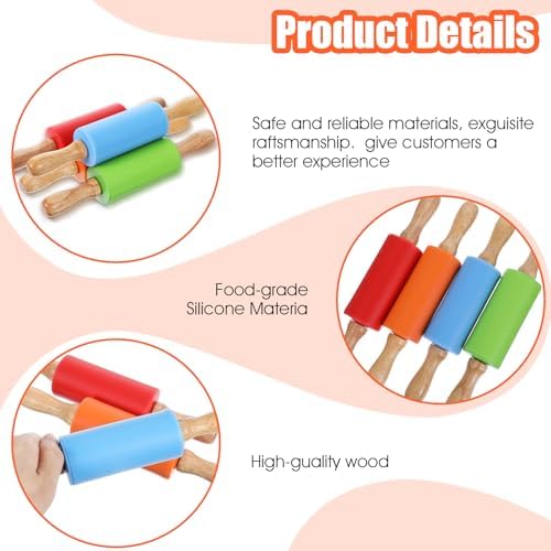 Mini Rolling Pin 12 Pcs 9 Inch Small Rolling Pins with Wooden Handle