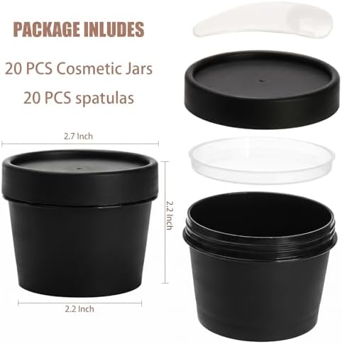 Nicunom 20 Pack Plastic Cosmetic Container Jars, Leakproof 4 Oz Lotion