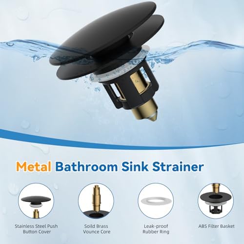 2 Pack Universal Metal Bathroom Sink Stopper, Hair Catcher Strainer