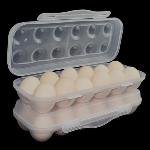 12 Grid Plastic Egg Container, 2 Packs