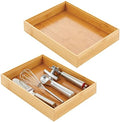 mDesign Bamboo Wood Stackable Drawer Organizer Bin Box for Kitchen