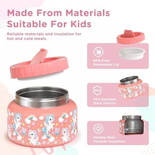 15 Oz Thermo Food Jar for Hot&Cold Food, Vacuum Insulated Food Jar for