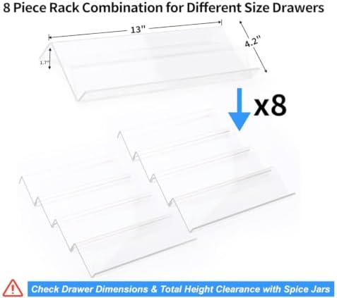 MIUKAA Clear Spice Drawer Organizer, 4 Tier - 2 Set Acrylic Seasoning