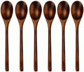 AOOSY 9 In Wooden Spoons for Eating, 6Pcs Japanese Natural Soup Spoons