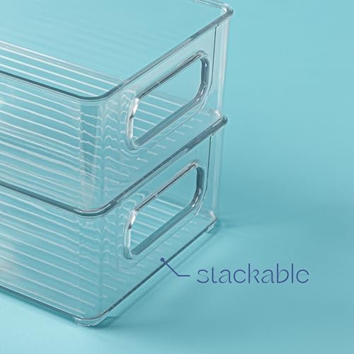 Plastic Food Storage 2 Pack Clear Container Bin with Handles for