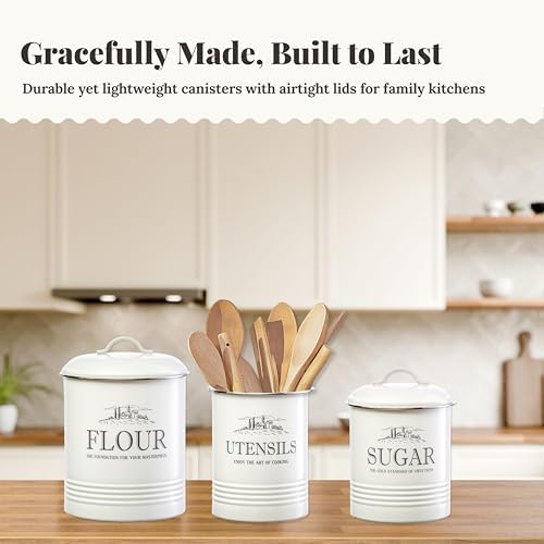 noonberry Bundle of 6 Kitchen Canisters for Countertop - for Flour