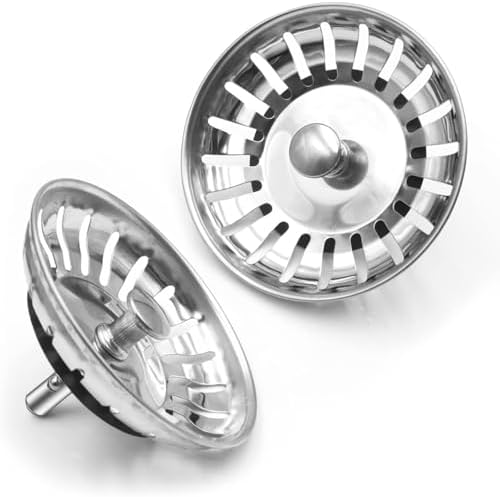 Sink Strainer 2 Pcs Stainless Steel Drain Stopper 78mm/3in for Kitchen