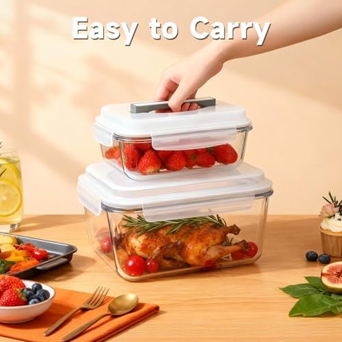 KOMUEE 2 Pack Glass Food Storage Containers Set