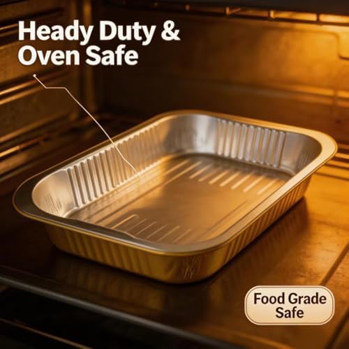 Gold Aluminum Foil Baking Pans 9"×13" with Lids