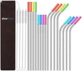 StrawExpert Set of 16 Reusable Stainless Steel Straws with Travel Case