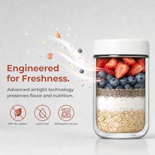 EONJOE 6-Pack 16 oz Glass Food Storage Jars with Lids
