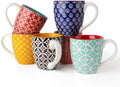 DOWAN 16 OZ Boho-Mosaic Coffee Mugs Set of 6, Large Ceramic Coffee