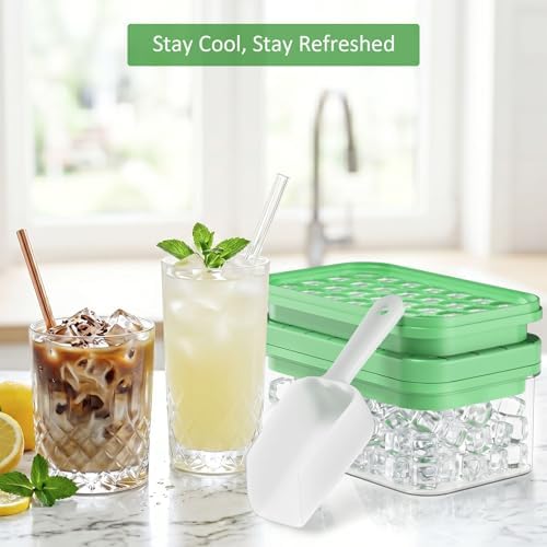 habgp Ice Cube Tray with Lid & Bin, Ice Cube Tray for Freezer with 56