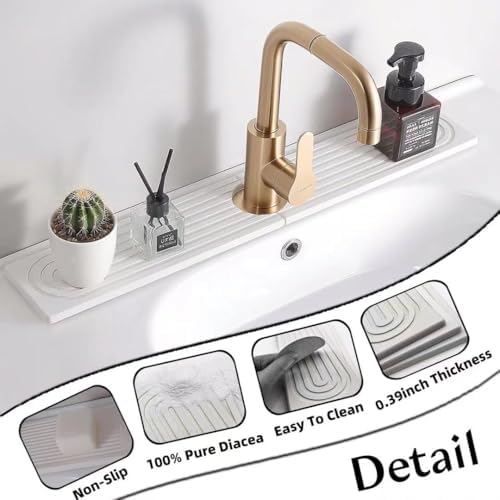 Quick Drying Stone Faucet Mat for Kitchen Sink,Diatomite Sink Tray
