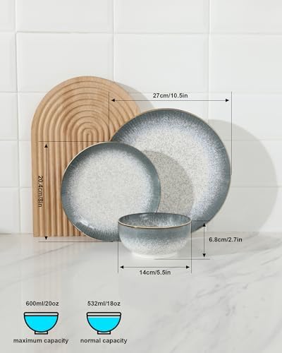 Sweejar Dinnerware Sets Service for 4,12 pcs Porcelain Plates and