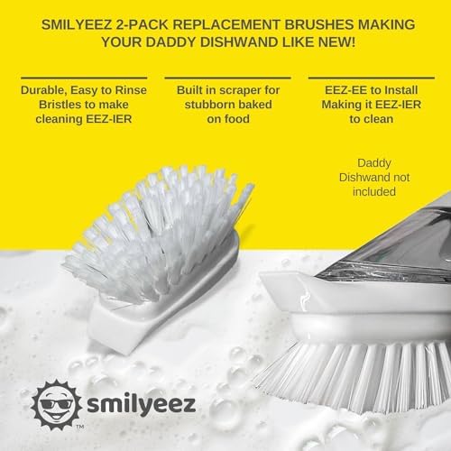 Smilyeez Dish Brush Refill for Dish Daddy Dishwand, 2 Pack