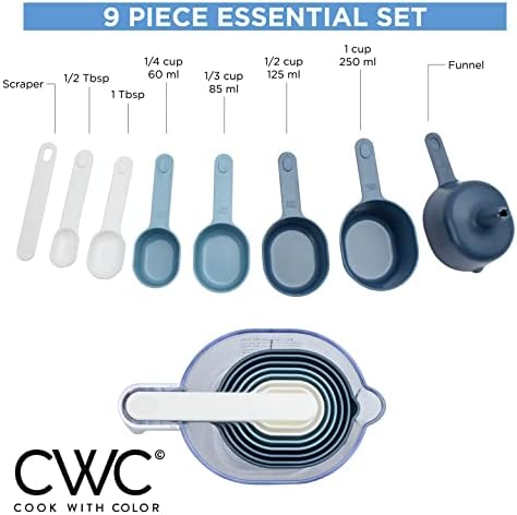 COOK WITH COLOR Measuring Cup Set - 9 PC. Nesting Stackable Liquid
