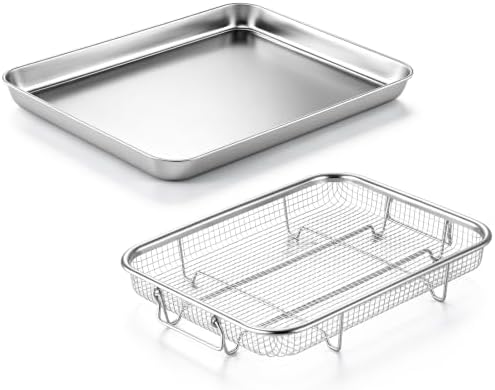 Onader Air Fryer Basket and Pan, Stainless Steel Quarter Sheet Pan