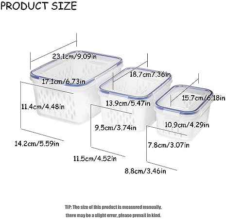 Fruit and Vegetable Storage Containers for Fridge, 6-Piece Set, Blue