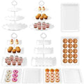 RICCLE 10Pc Dessert Table Display Set, 3 Tiered Cupcake Stand & Cake